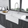 Sink 30" Apron Front Reversible Single Bowl Kitchen Sink With Grid, Strainer - White - Image 7
