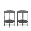 Tempered Glass End Table (Set of 2), Round Coffee Table For Bedroom Living Room Office - Black - Image 6