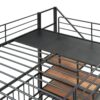 Full Over Twin-Twin Triple Bunk Bed With Drawers And Staircase - Black - Image 20
