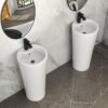 15" Pedestal Sink With Space Saving Design, Smooth Non Porous Surface For Powder Rooms - White - Image 6