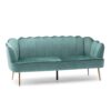 Modern Glam 3 Seater Sofa Velvet With Iron Legs - Turquoise - Image 4