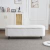 Modern Elegant Ottoman With Spacious Storage Function With Metal Feet - White / Black - Image 8