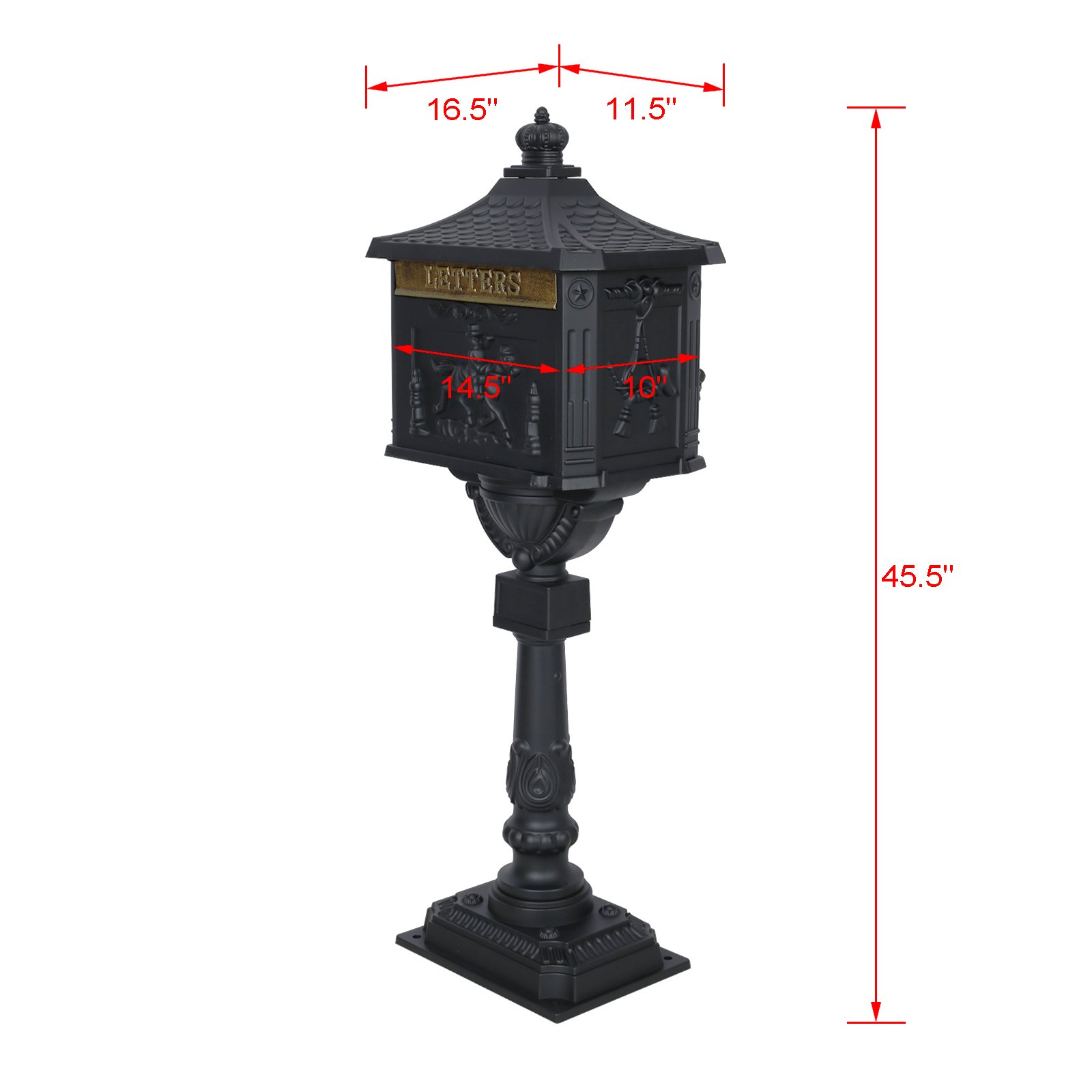 Cast Aluminum Mail Box, Postal Box, Mailbox - Black - Image 11