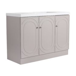 Modern 48" Freestanding Bathroom Vanity With White Resin Sink & Soft Close Cabinet Doors - Khaki