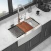 33" Drop In Farmhouse Sink Workstation Stainless Steel 16 Gauge Topmount Apron Front Kitchen Sink - Brushed Nickel - Image 2