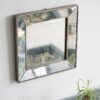 Distressed Square Accent Mirror, Traditional Style Framed Wall Mirror For Living Room, Entryway, Office, Bedroom, Hallway - Silver - Image 7