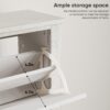 Retro Shoe Storage Cabinet, Mid Century Vintage Freestanding With 2 Flip Drawers, Suitable For Entryway - Retro White / White / Vintage - Image 11