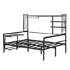 Full Size Daybed With Movable Desk, Grid, Shelves And Clothes Hanger - Black - Image 18