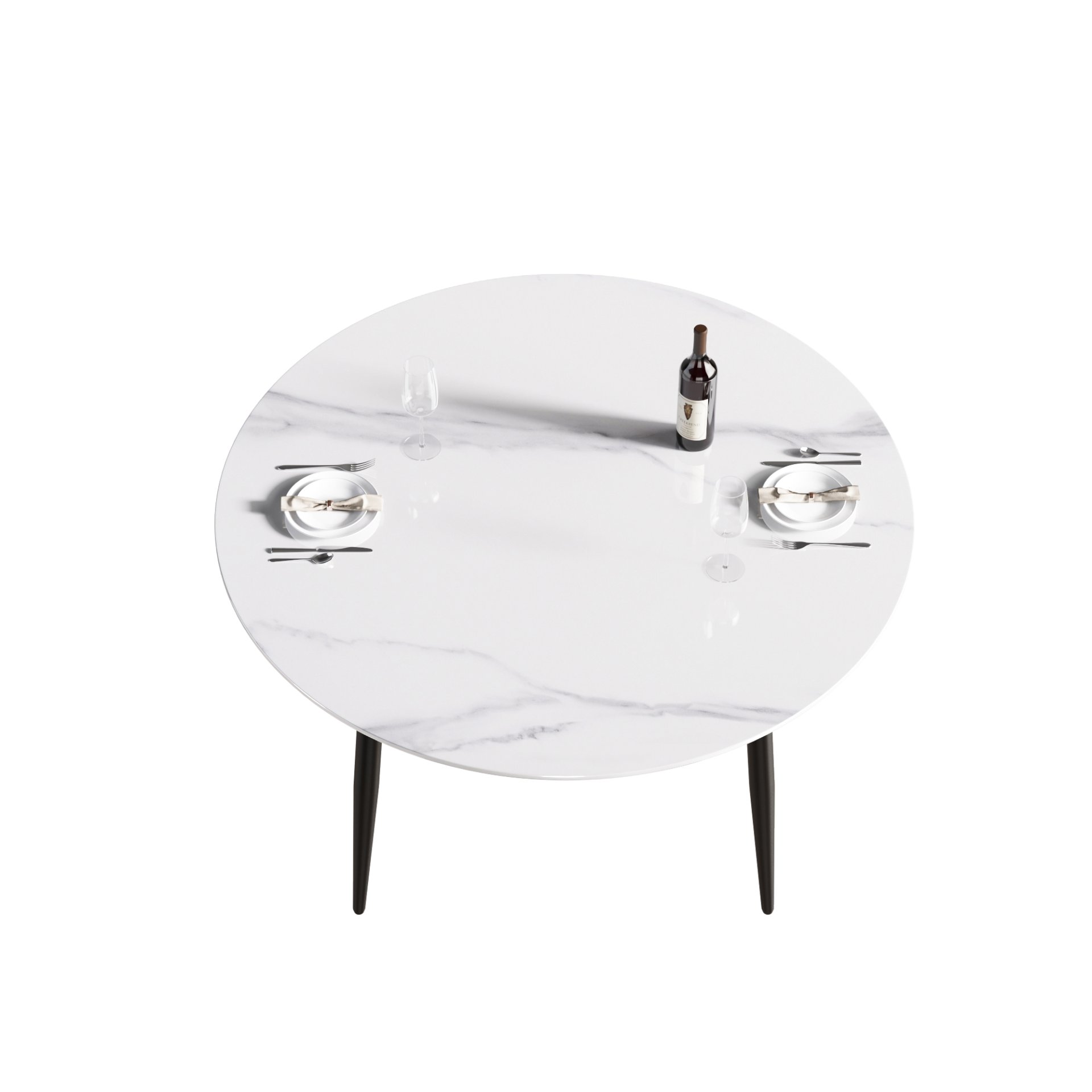 Round Dining Table, Position For 6 People - White / Black - Image 6