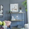 3 Tier Metal Console Table, Mirrored Shelf - Golden Black - Image 7