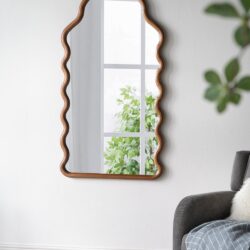 Wood Mirror With Unique Frame - Brown