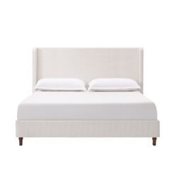 Harper - King Tall Headboard Upholstered Bed, High Headboard, Elegant Simplicity, No Box Spring Needed - Cream White