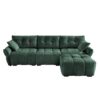 Stylish 3 Seater Sofa Set With Ottoman And Pillows, Textured, High Resilience Cushions - Green - Image 18