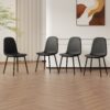 Modern Minimalist Dining Chair Set 4 Chairs, Upholstered Side Chairs With Metal Legs - Black - Image 2