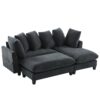 Upholstered L Shaped Sectional Sofa With Storage, Movable Ottoman, And 6 Throw Pillows - Black - Image 20