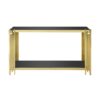 Modern Glass Console Table, 55" Gold Sofa Table With Sturdy Metal Frame And Black Tempered Glass Top, For Living Room Entryway Bedroom - Gold - Image 5