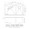 Double Bowl 33" Undermount Kitchen Sink 60 / 40 Design Stainless Steel 16 Gauge With Deep Basins - Black - Image 3