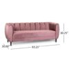 Miranda Velvet 3 Seater Sofa With Modern Glam Style And Blush Color - Blush - Image 3