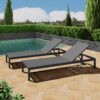 Outdoor Chaise Lounge Chair (Set of 2), Aluminum Adjustable Outside Chair For Pool Patio Beach Yard, All Weather Use UV Resistant 400Lbs Weight Capacity - Black - Image 4