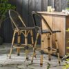 Outdoor Rattan And Aluminum French Barstools (Set of 2) - Black - Image 5