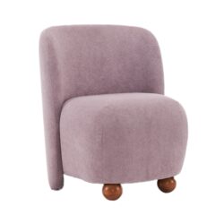 Modern Low Back Accent Chair, Upholstered Armless Living Room Chairs, Round Pine Wood Feet, For Small Living Spaces, Living Room - Purple