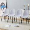 Modern Linen Cotton Dining Chair With Integrated Design (Set of 4) Comfort & Style - Light Gray - Image 4