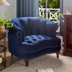La Rosa - Victorian Tufted Upholstered Accent Chair - Navy Blue