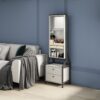 Modern Design Rotating Floor Standing Mirror Closet & Spacious Storage Area - White - Image 8