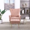 Modern Accent Chair With Ottoman, Comfy Armchair For Living Room, Bedroom, Apartment - Pink - Image 3