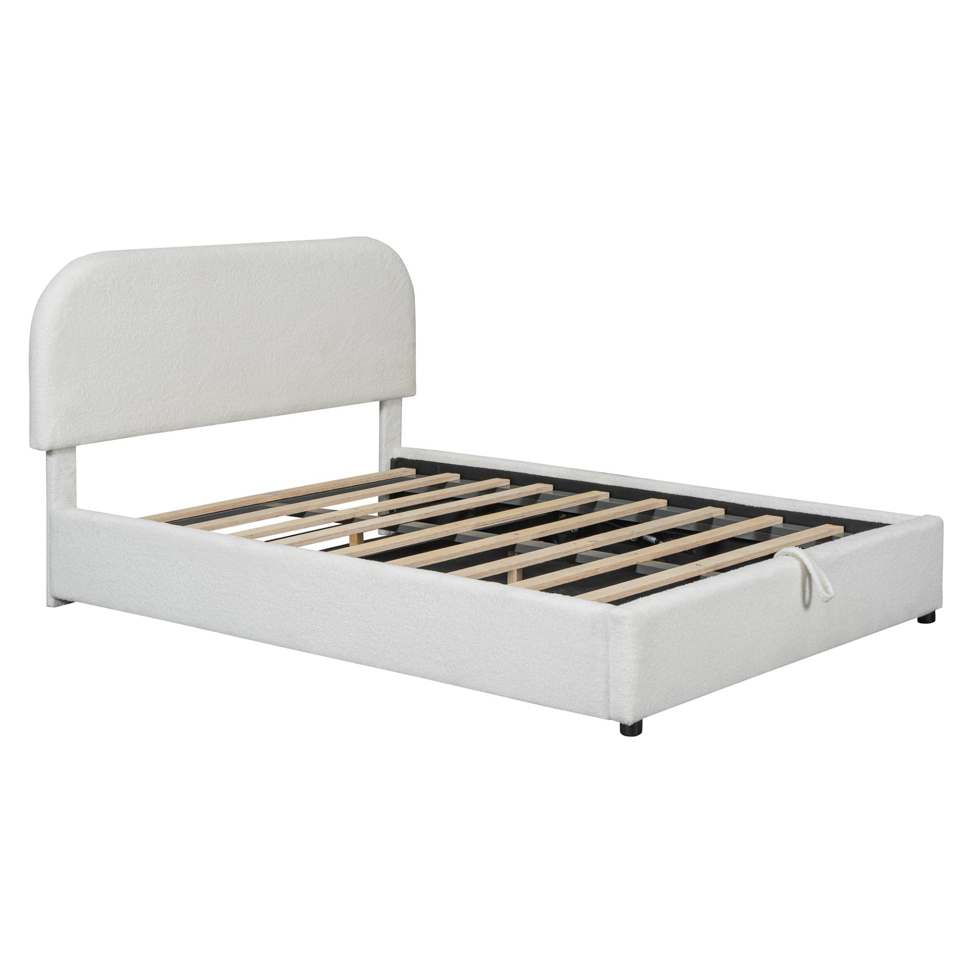 Full Size Upholstered Platform Bed With Hydraulic Storage System - White - Image 8