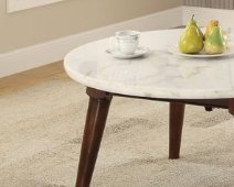 Gasha - Coffee Table - White Marble / Walnut - Image 6