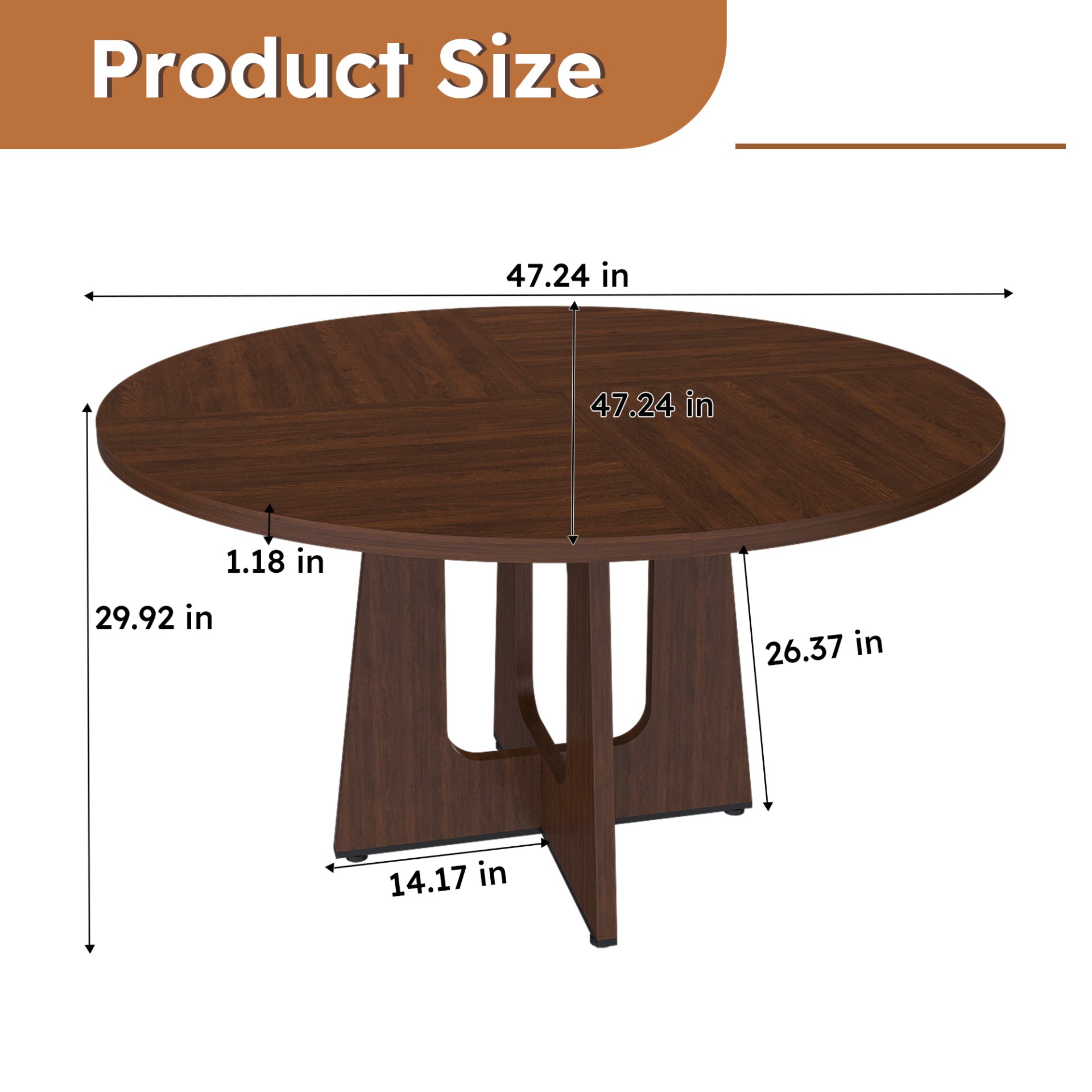 Spiced Round Dining Table For 4 - Walnut - Image 3