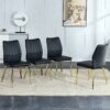 Medieval Modern Dining Chairs With Cushions And Metal Legs Material (Set of 4) - Black - Image 4