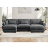 Modern U Shape Modular Sectional Sofa With Movable Ottomans Waist Pillows And Bolstered Armrests - Gray - Image 10