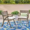 Helen - Outdoor Acacia Wood Dining Chair (Set of 2) - Gray / Creme - Image 4