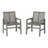 Modern 2 Piece Chevron Patio Chairs - Gray Wash - Image 3