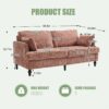 Modern Chenille 2 Seater Sofa With LED Light, USB Port, And Storage Bag - Pink - Image 3