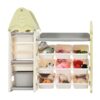 Kids Bookshelf Toy Storage Organizer With 17 Bins And 5 Bookshelves, Multi-Functional Nursery Organizer Kids Furniture Set Toy Storage Cabinet Unit With HDPE SheLF And Bins - Light Green - Image 14