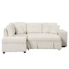 Convertible Sleeper, Sectional Pull Out Sofa Bed With Storage Ottoman, 2 Throw Pillows, 2 Stools, Wireless Charger And Two Hidden USB Ports For Living Room - Cream - Image 14