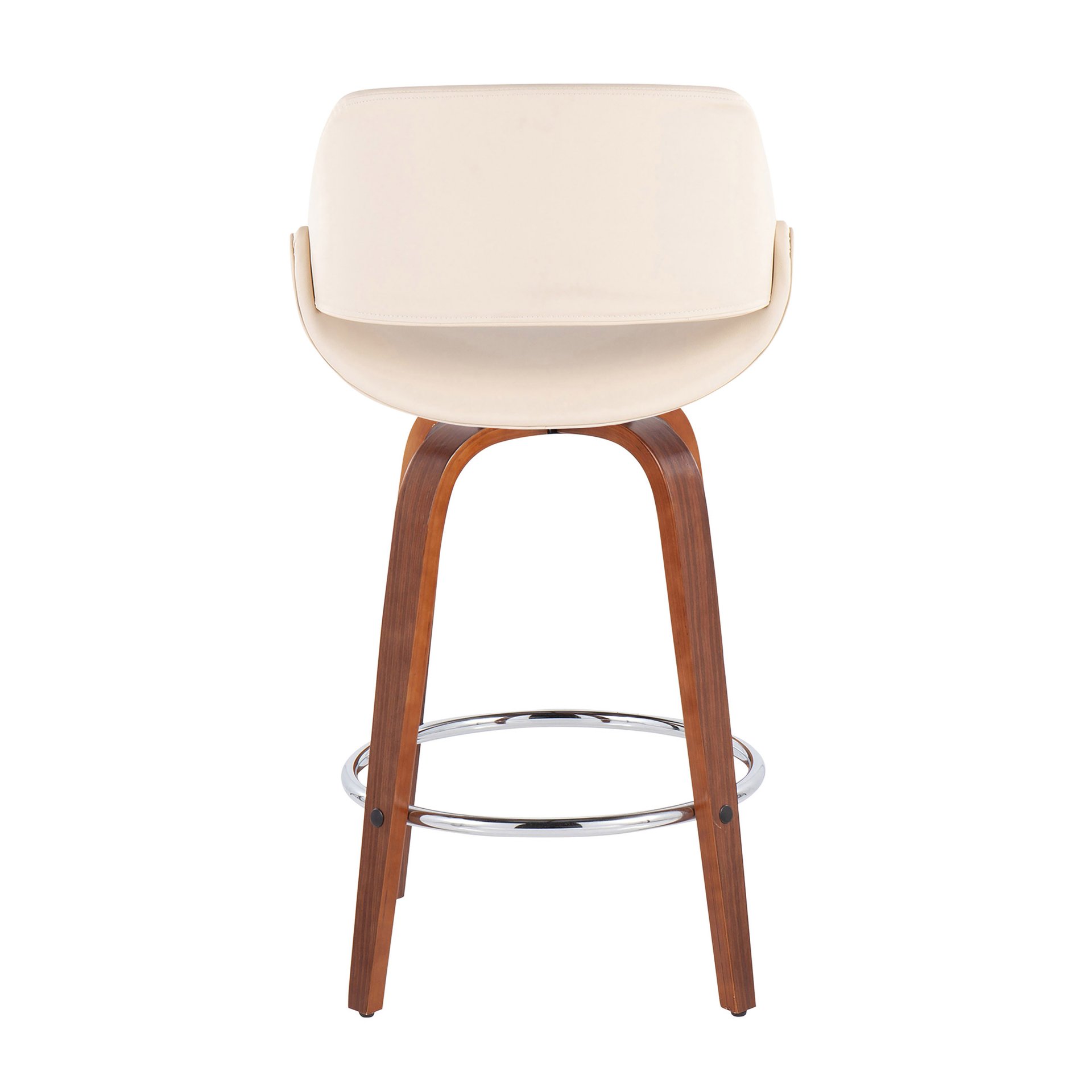 Fabrico - Mid-Century Modern Fixed Height Counter Stool With Round Footrest (Set of 2) - Walnut / Cream - Image 5