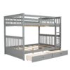 Full Over Full Bunk Bed With Ladders And 2 Storage Drawers - Gray - Image 3