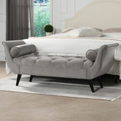 Alma - Tufted Flared Arm Entryway Bench - Opal Gray