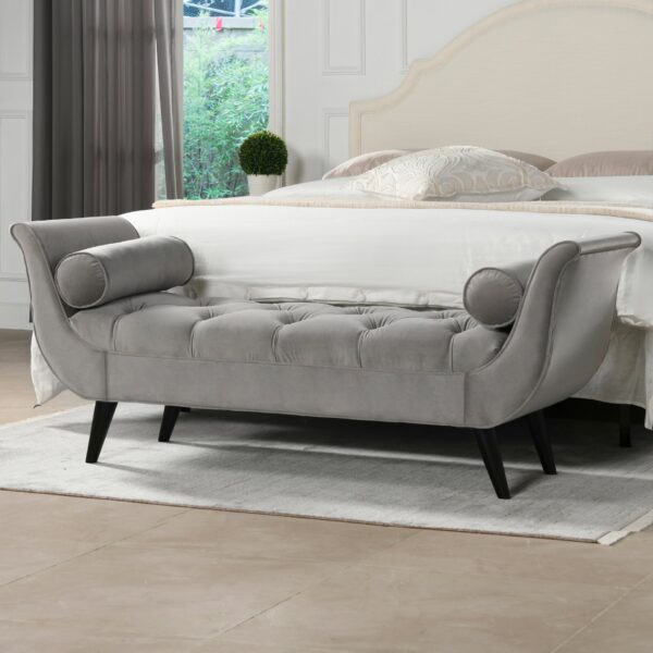 Alma - Tufted Flared Arm Entryway Bench - Opal Gray