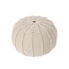 Bordeaux - Knitted Cotton Round Pouf, Versatile Ottoman And Floor Cushion - Beige - Image 6
