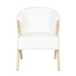 Modern Accent Chair With Polyester Upholstery And Minimalist Lounge Chair For Living Room, Bedroom, Or Office - White