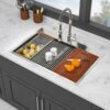 Topmount Drop In Double Bowl Kitchen Sink. 16 Gauge Stainless Steel - Brushed Nickel - Image 4