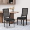 French Country Inspired Dining Chair Set With Cane Backrest - Distressed Light Brown - Image 2