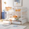 Full Over Full Bunk Bed With Drawers, Convertible Beds - White - Image 5