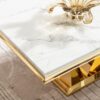 Modern Rectangular Coffee Table With Marble Pattern Top, Stainless Steel Base - Gold - Image 11