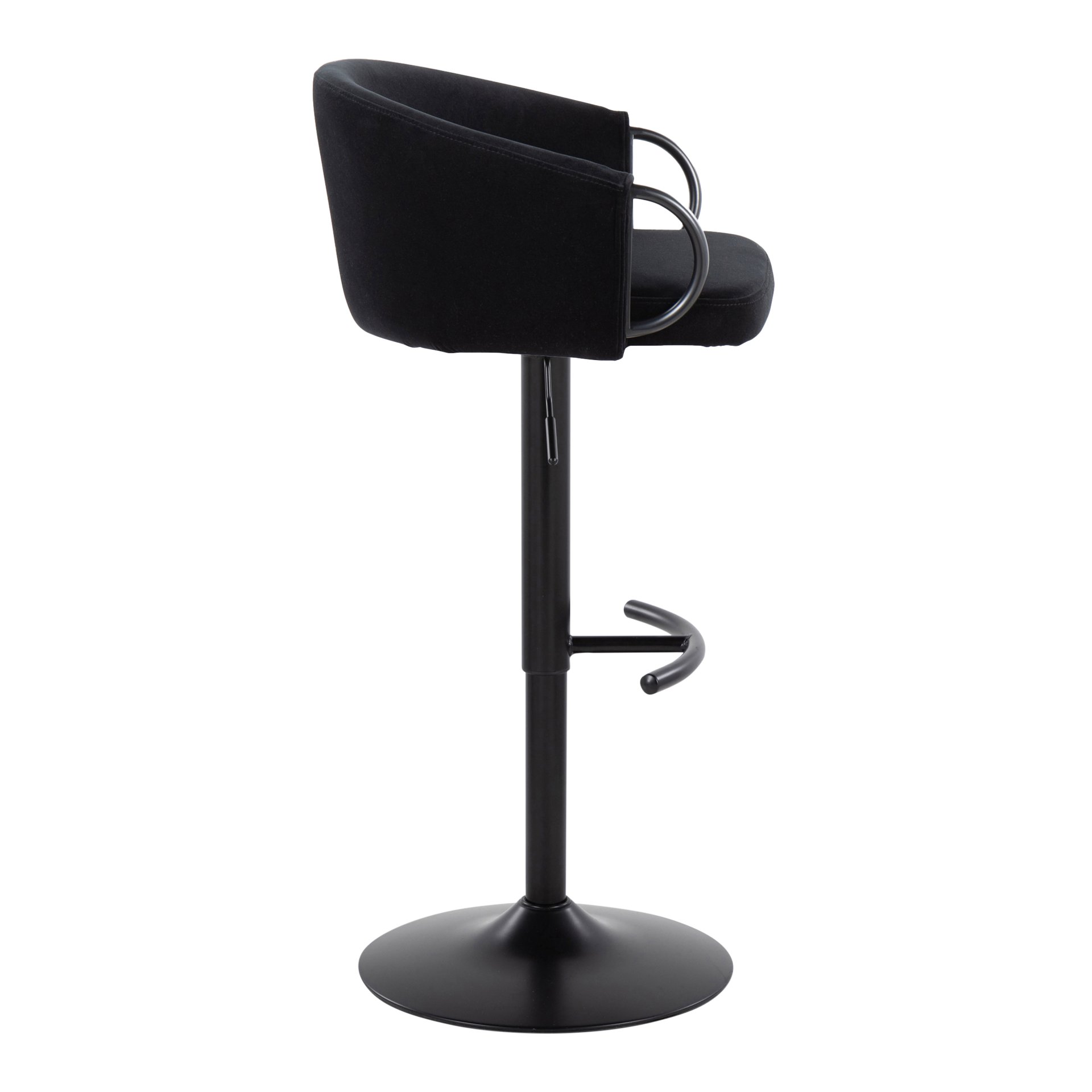 Claire - Contemporary Adjustable Barstool With Swivel With Rounded T Footrest (Set of 2) - Black - Image 3